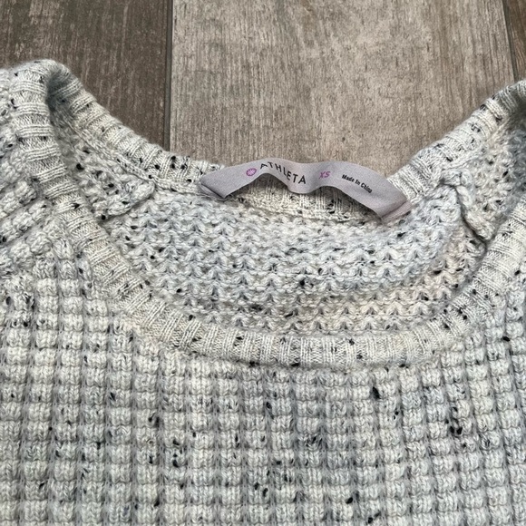 ATHLETA Sweater Women Small Gray Speckle Cashmere Blend Waffle Knit Crew Neck XS - Picture 3 of 8